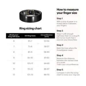Ultrahuman Ring AIR smart ring, Raw Titanium, storlek 05