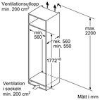 Bosch Serie 6 integrerat kylskåp KIR81ADD0, vue 2