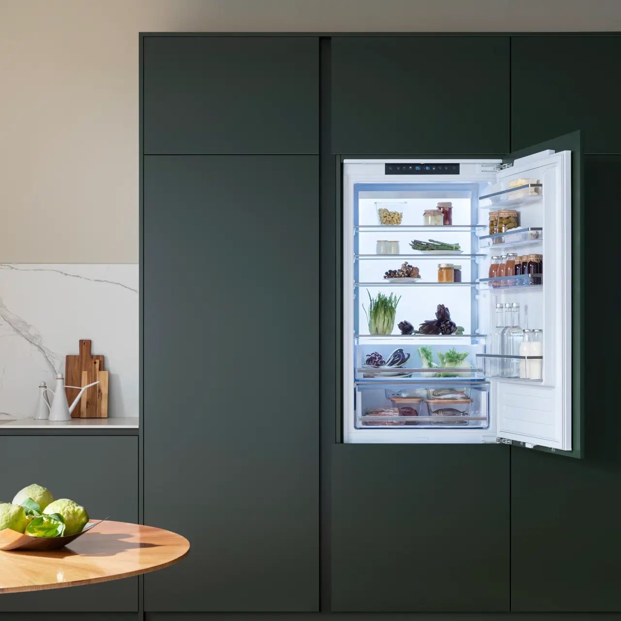 Bertazzoni integrerad kyl/frys, 69 cm bred, extra hög, 193 cm, med glidskena, vue 2